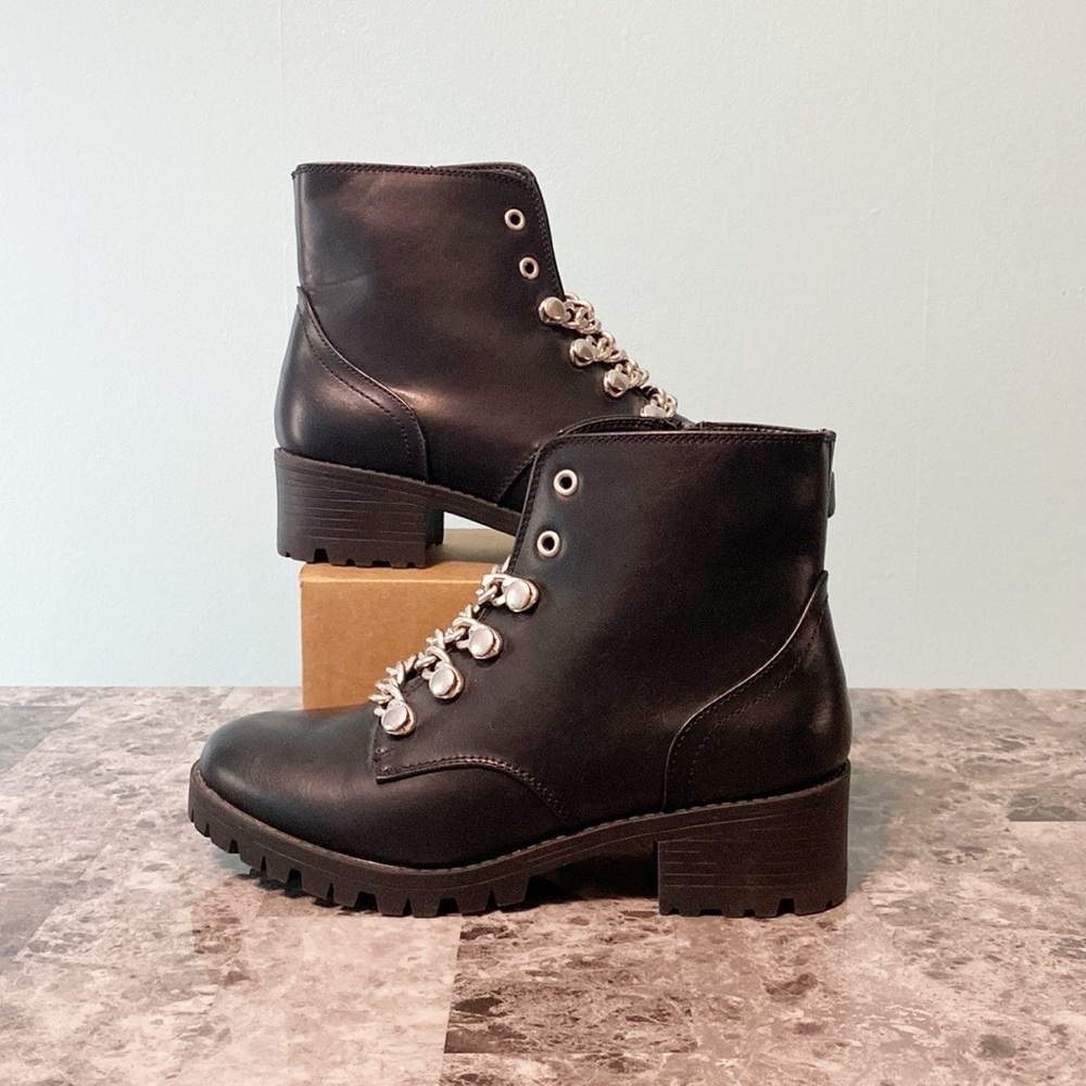 Sugar Black Obvi Combat Boots - Size 8M